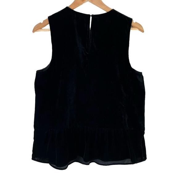 J.Crew Drapey Black Velvet Peplum Sleeveless Tank Top, Size‎ 8 - Picture 7 of 10